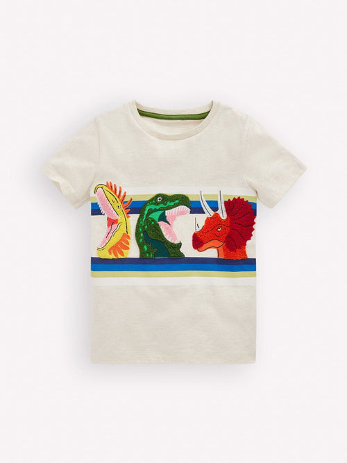 Boden Cream Short Sleeve Appliqué T-Shirt image 1
