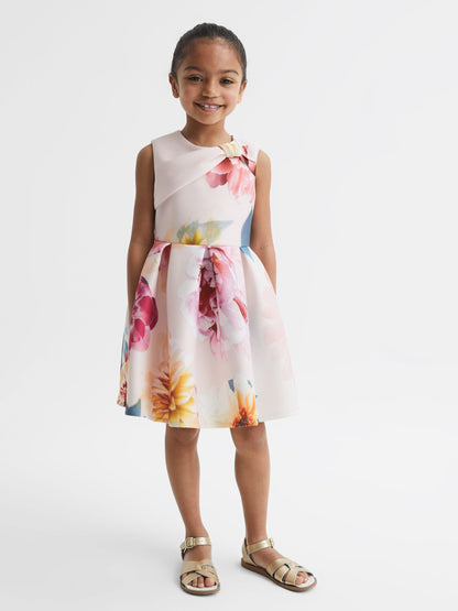 Dsiney Kidz - Reiss Pink Emily 4-9 yrs Scuba Floral Printed Dress image 1