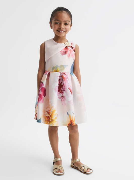 Dsiney Kidz - Reiss Pink Emily 4-9 yrs Scuba Floral Printed Dress image 1