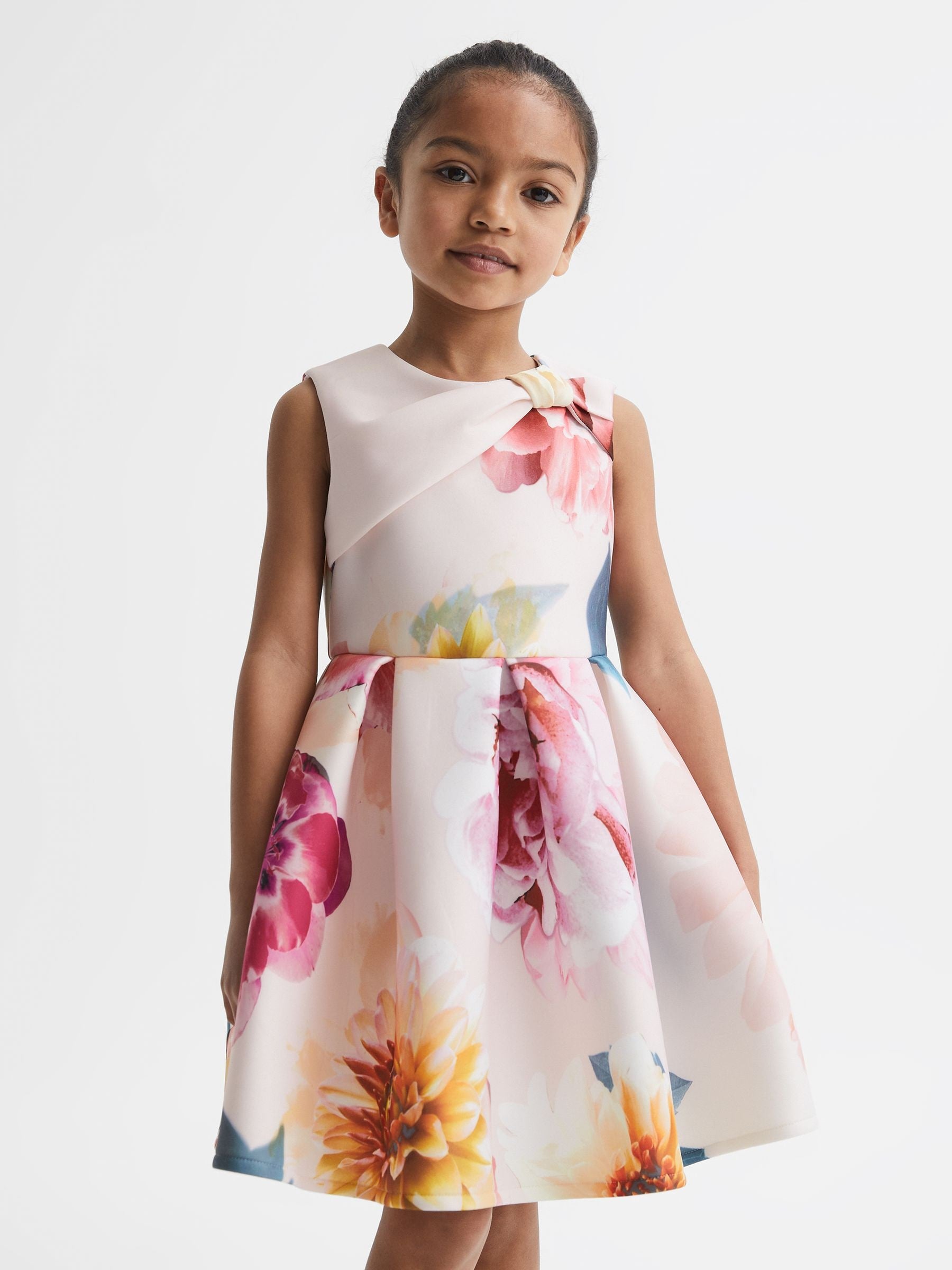 Dsiney Kidz - Reiss Pink Emily 4-9 yrs Scuba Floral Printed Dress image 3