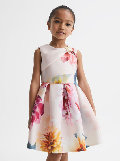 Dsiney Kidz - Reiss Pink Emily 4-9 yrs Scuba Floral Printed Dress image 3