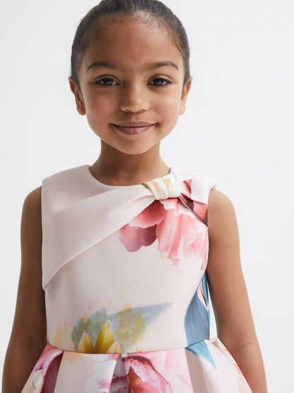 Dsiney Kidz - Reiss Pink Emily 4-9 yrs Scuba Floral Printed Dress image 4