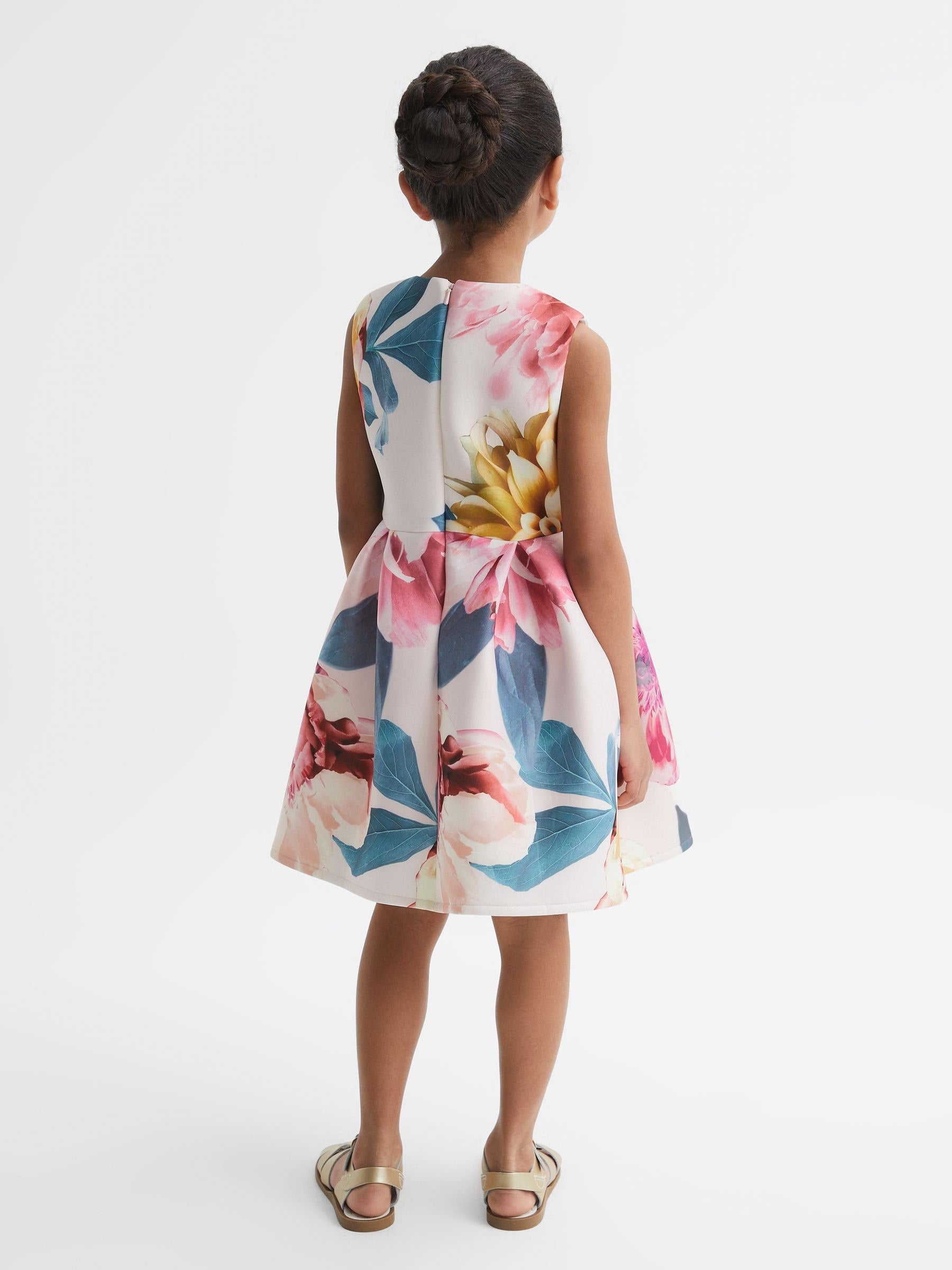 Dsiney Kidz - Reiss Pink Emily 4-9 yrs Scuba Floral Printed Dress image 5