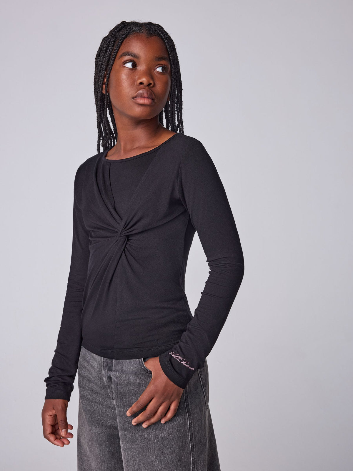 smALLSAINTS Black Twist Front Long Sleeve Top - image 1