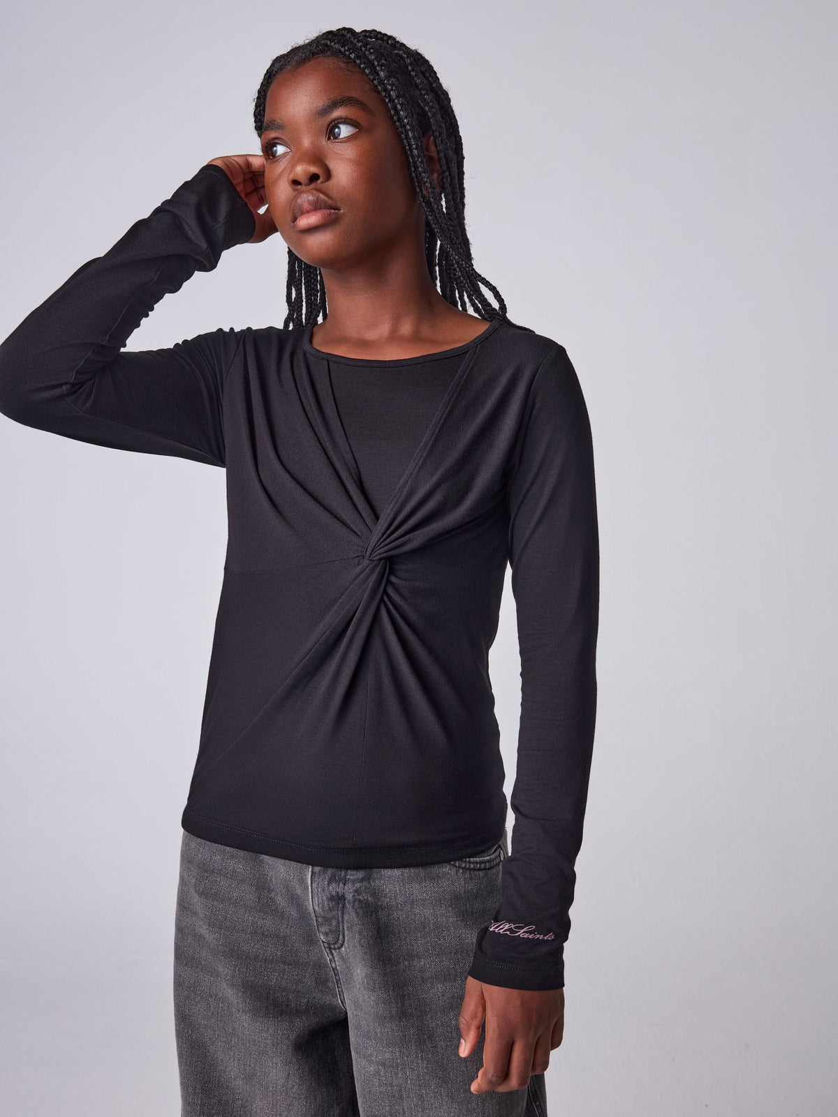 smALLSAINTS Black Twist Front Long Sleeve Top - image 2