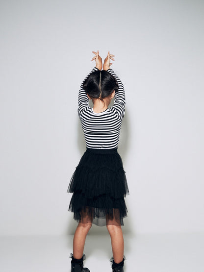 Dsiney Kidz - Black/White Stripe Long Sleeve Ribbed Top (3-16yrs) image 5