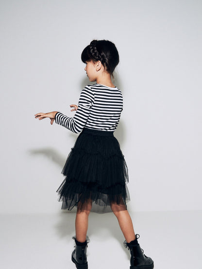 Dsiney Kidz - Black/White Stripe Long Sleeve Ribbed Top (3-16yrs) image 6