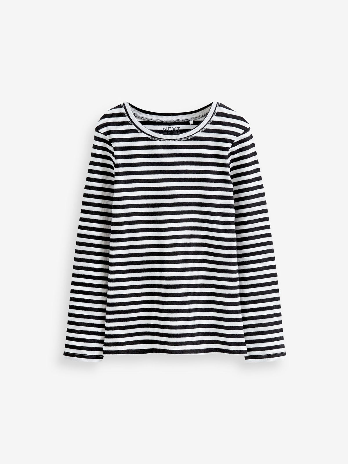 Dsiney Kidz - Black/White Stripe Long Sleeve Ribbed Top (3-16yrs) image 7