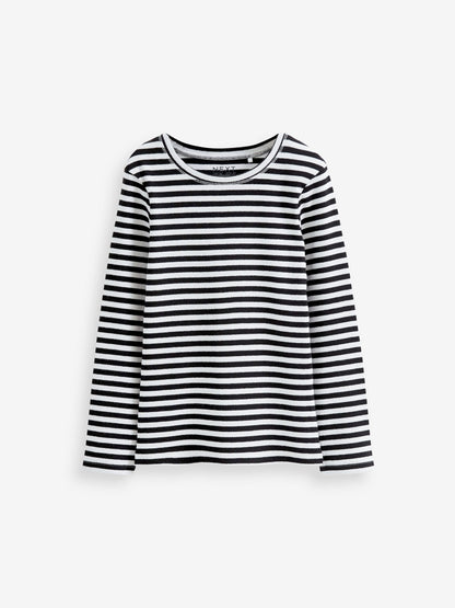 Dsiney Kidz - Black/White Stripe Long Sleeve Ribbed Top (3-16yrs) image 7