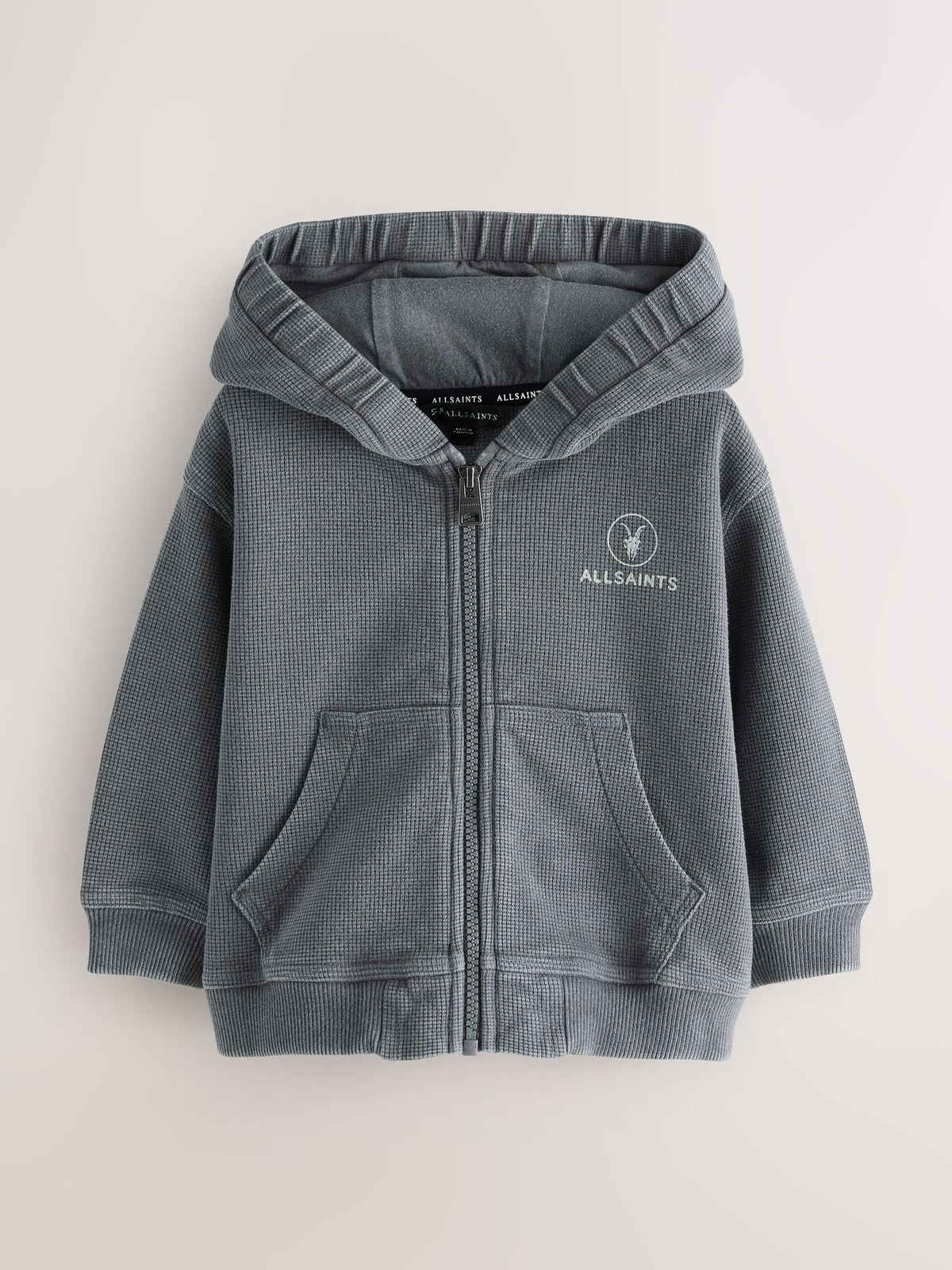 smALLSAINTS Grey Stamp Logo Waffle Hoodie - image 1