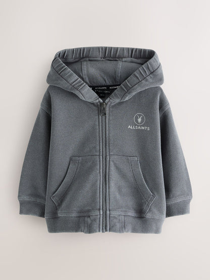 smALLSAINTS Grey Stamp Logo Waffle Hoodie - image 1
