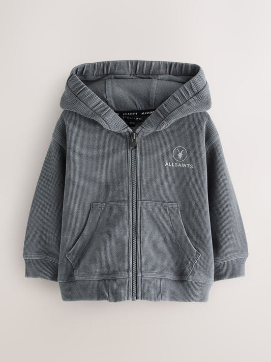 smALLSAINTS Grey Stamp Logo Waffle Hoodie - image 1
