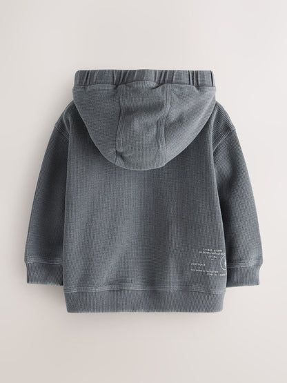 smALLSAINTS Grey Stamp Logo Waffle Hoodie - image 2