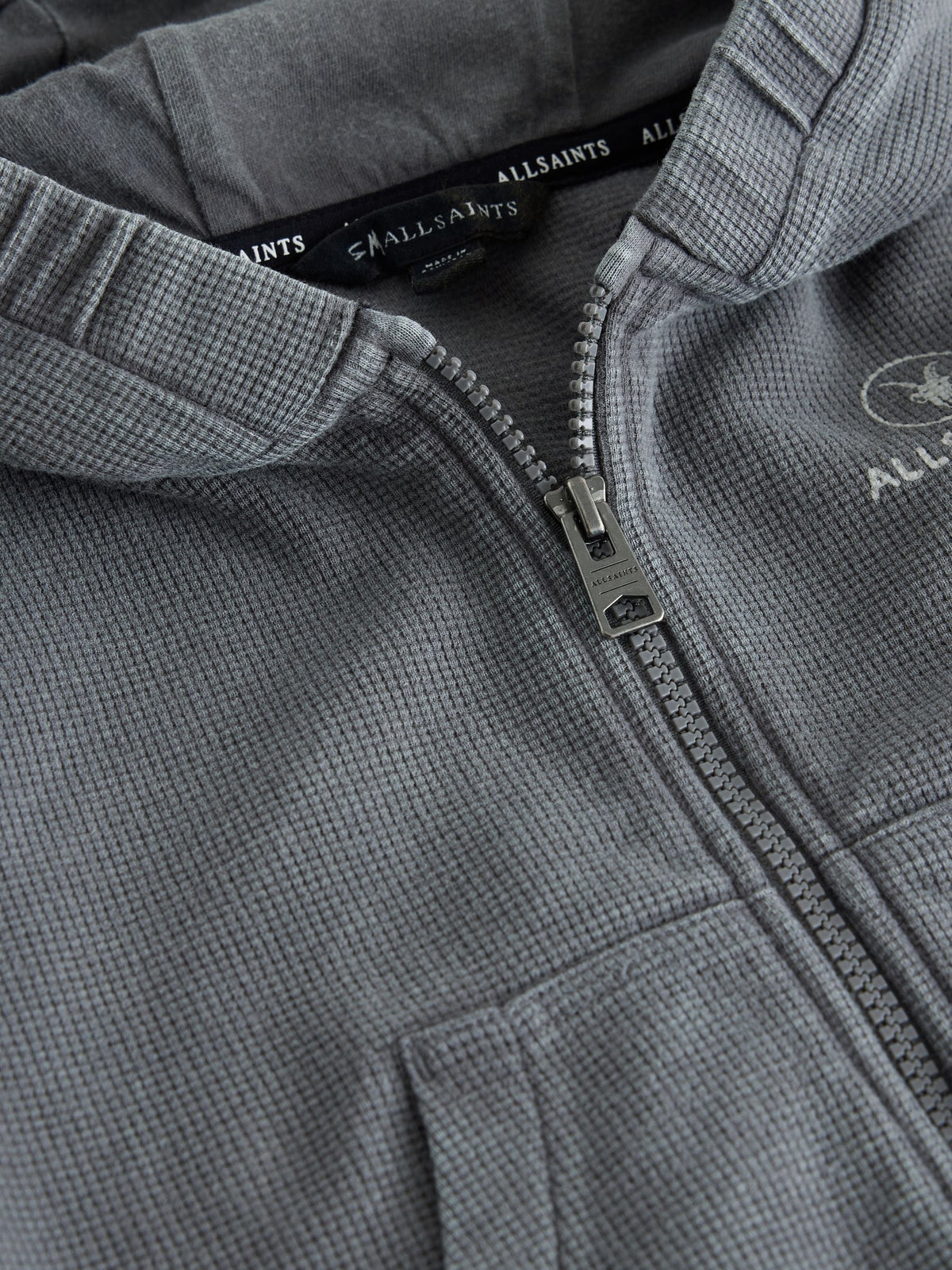 smALLSAINTS Grey Stamp Logo Waffle Hoodie - image 4