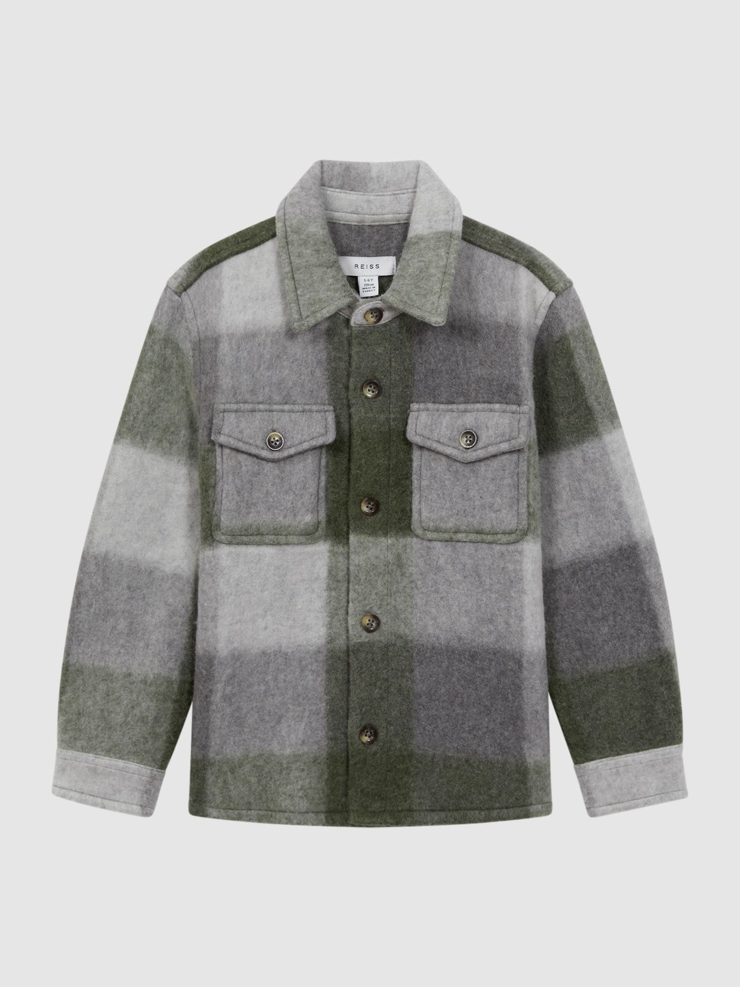 Dsiney Kidz - Reiss Green/Ecru Stoval Long Sleeve Brushed Overshirt image 2