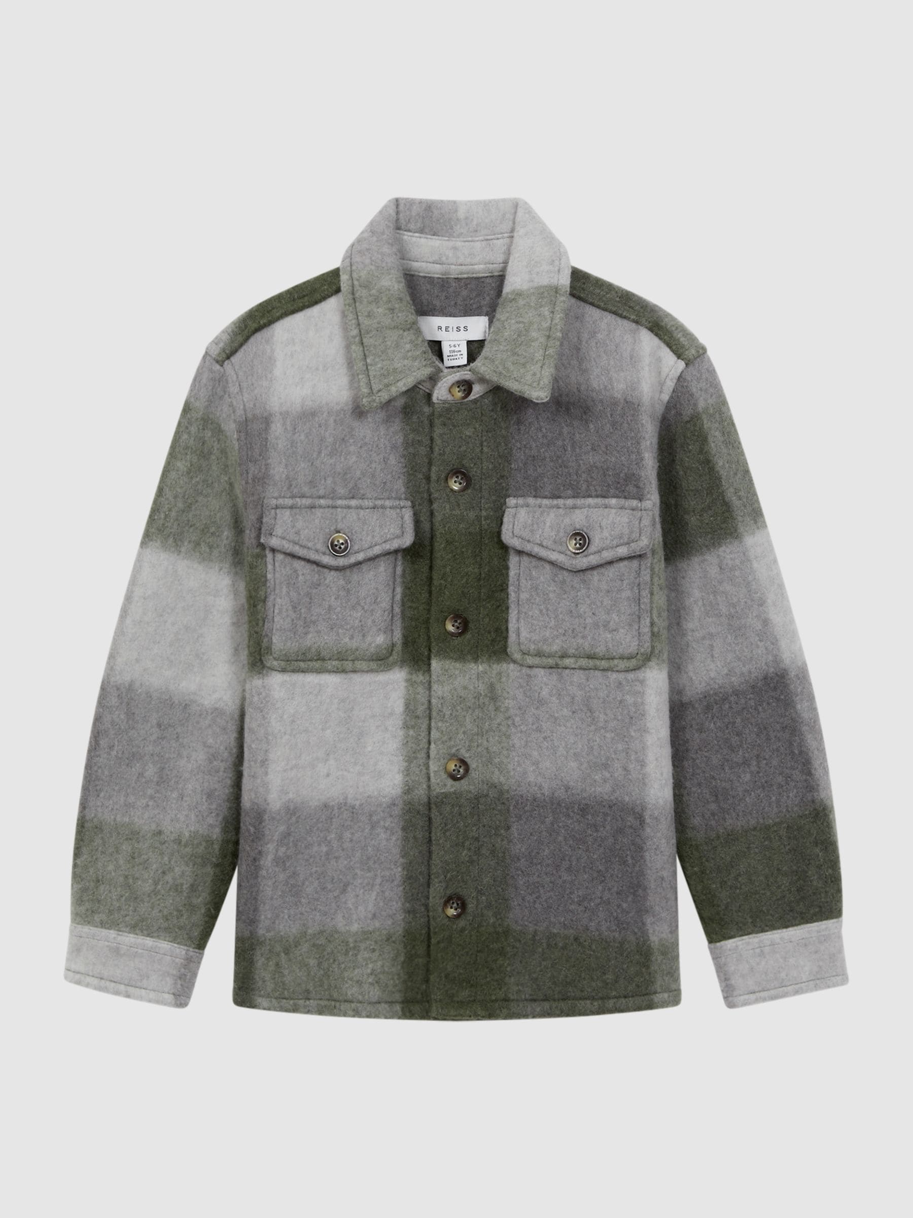 Dsiney Kidz - Reiss Green/Ecru Stoval Long Sleeve Brushed Overshirt image 2