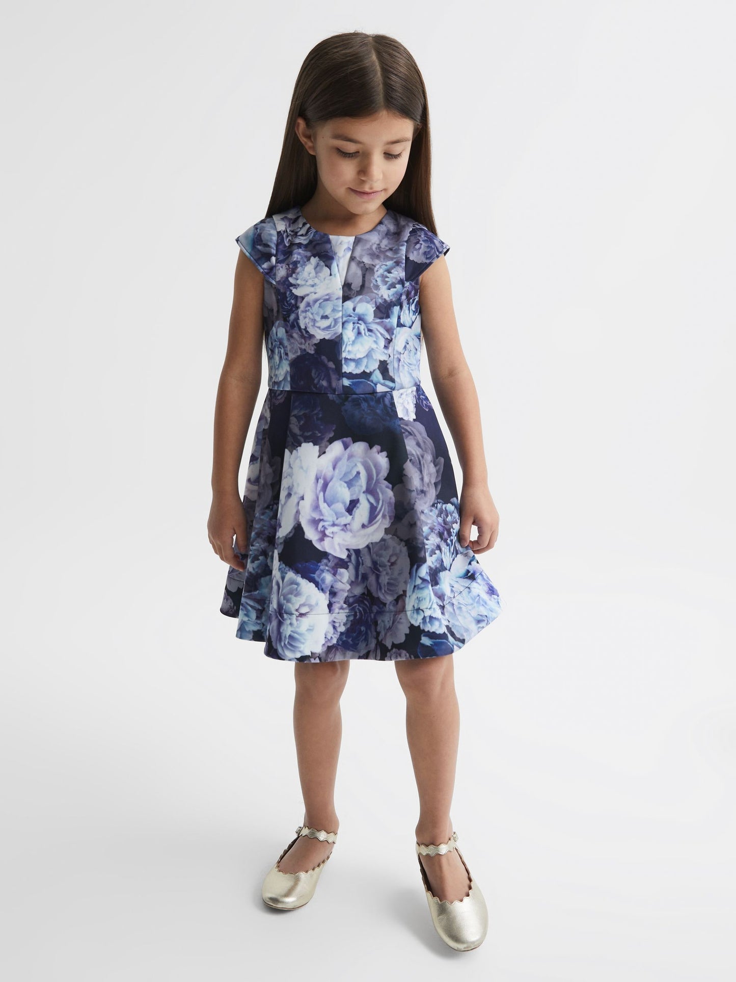 Dsiney Kidz - Reiss Blue Keri 4-9 yrs Floral Printed Scuba Dress image 1