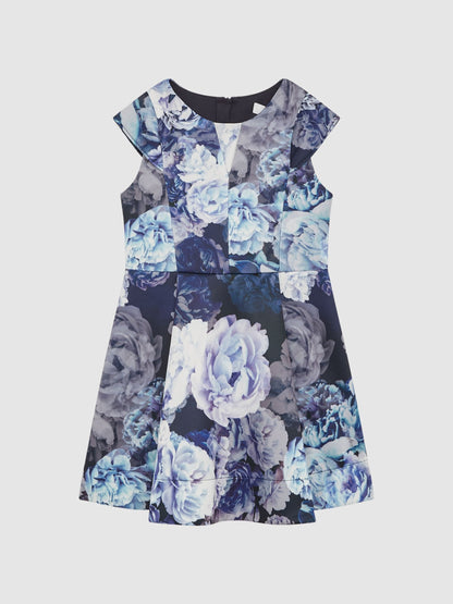 Dsiney Kidz - Reiss Blue Keri 4-9 yrs Floral Printed Scuba Dress image 2