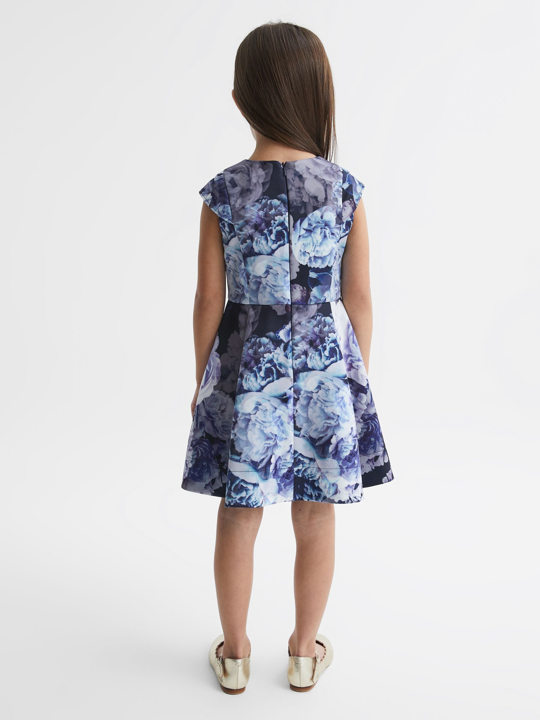 Dsiney Kidz - Reiss Blue Keri 4-9 yrs Floral Printed Scuba Dress image 5