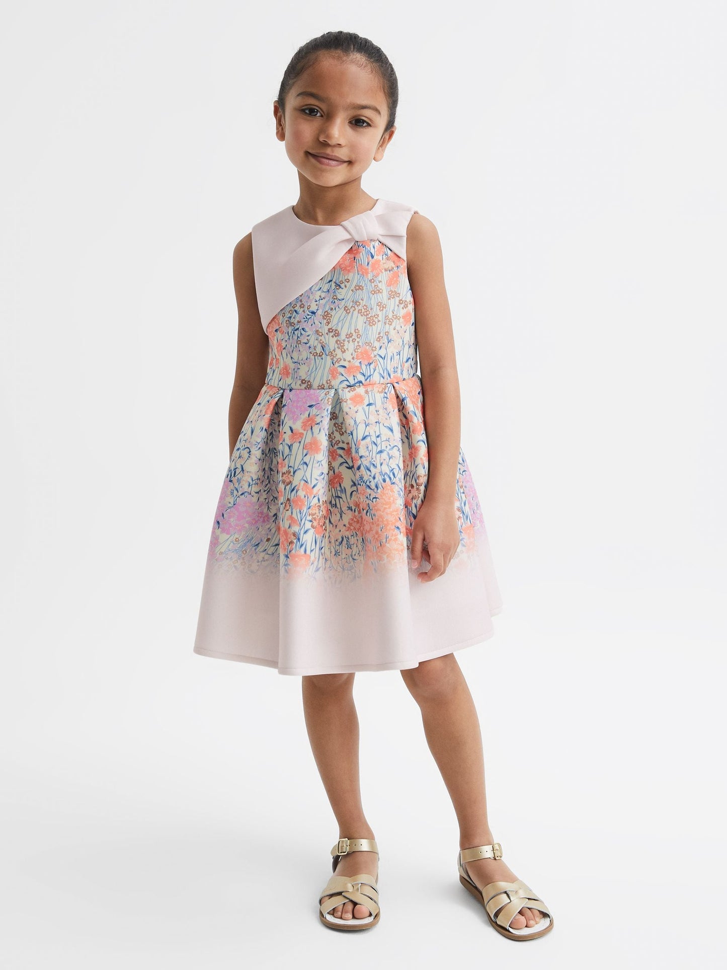 Dsiney Kidz - Reiss Pale Pink Emily 9-14 yrs Scuba Floral Printed Dress image 1