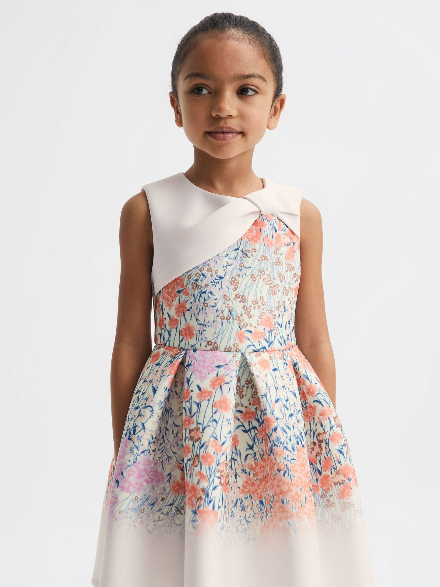 Dsiney Kidz - Reiss Pale Pink Emily 4-9 yrs Scuba Floral Printed Dress image 1