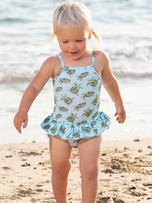 Dsiney Kidz - Trotters London Blue Little Turtle Peplum Swimsuit image 1