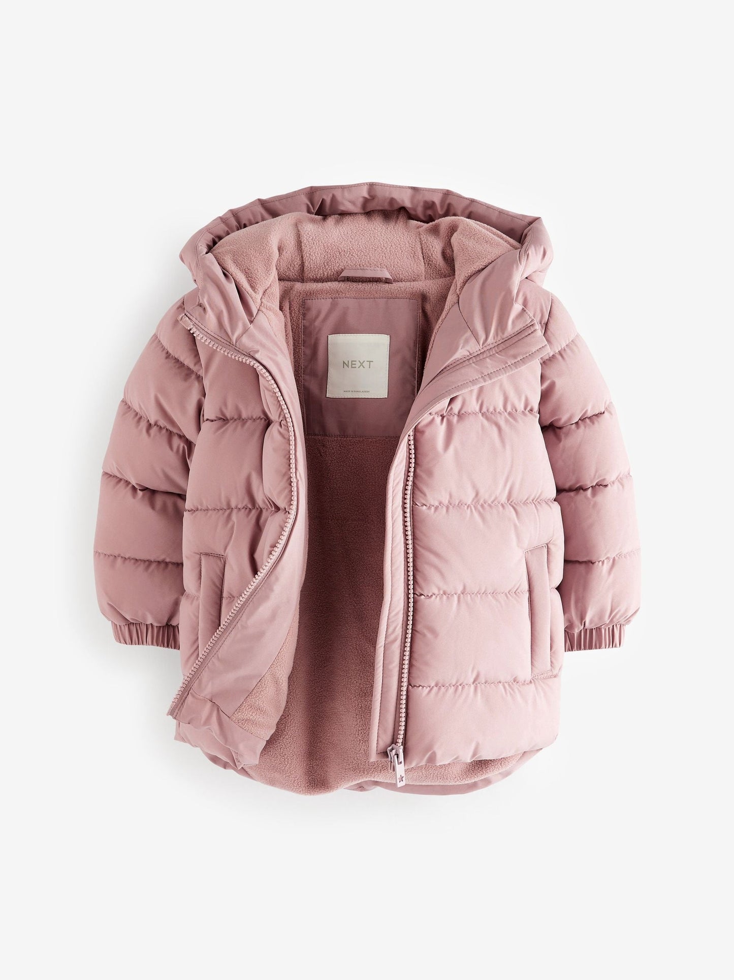 Pink Shower Resistant Fleece Lined Hooded Padded Coat (3mths-7yrs)