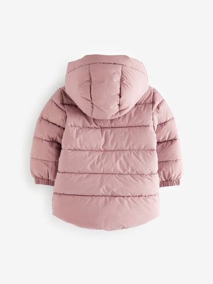 Pink Shower Resistant Fleece Lined Hooded Padded Coat (3mths-7yrs)