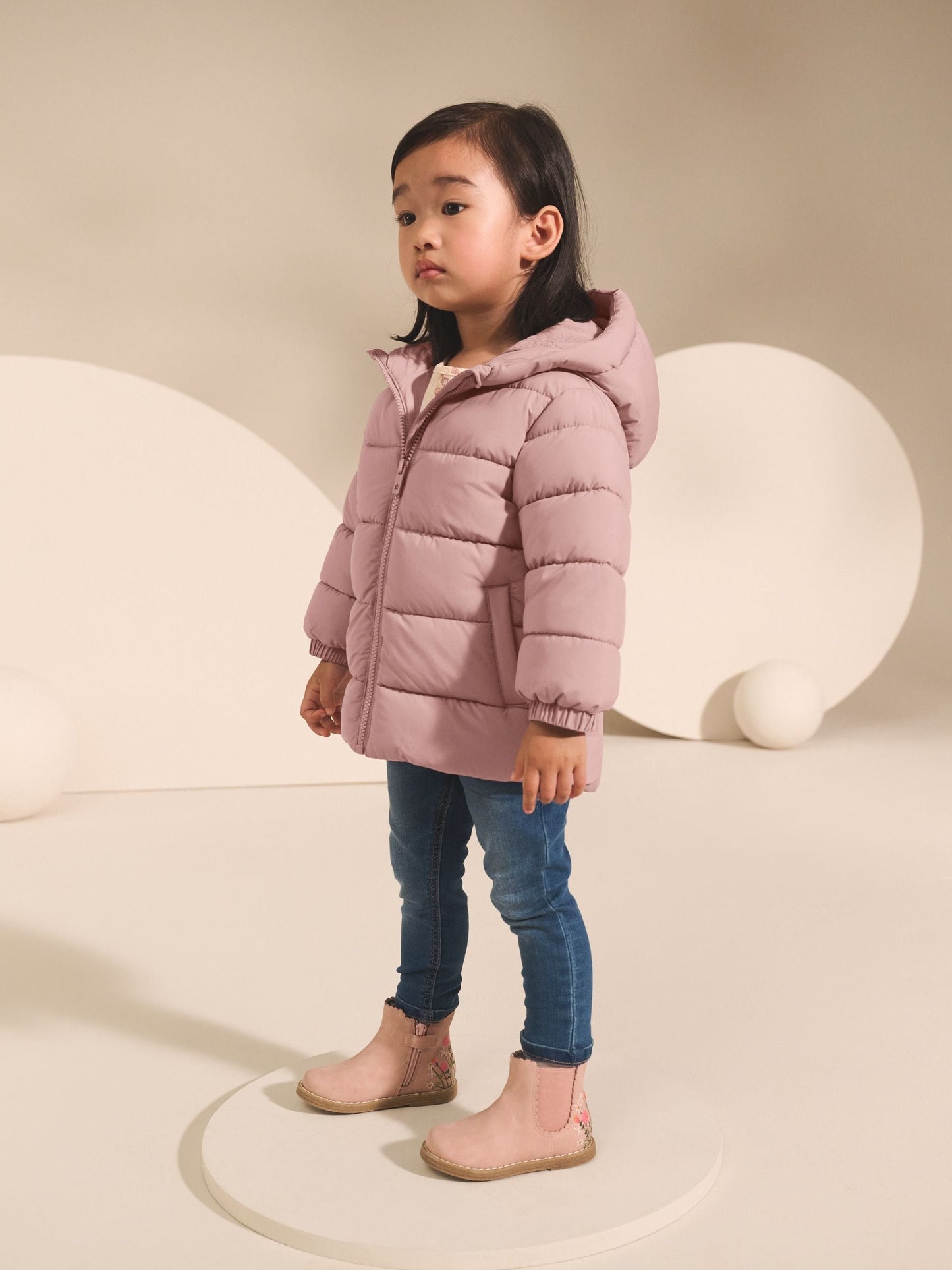 Pink Shower Resistant Fleece Lined Hooded Padded Coat (3mths-7yrs)