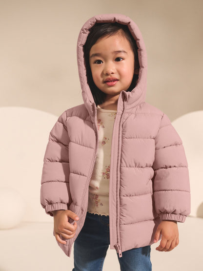 Pink Shower Resistant Fleece Lined Hooded Padded Coat (3mths-7yrs)