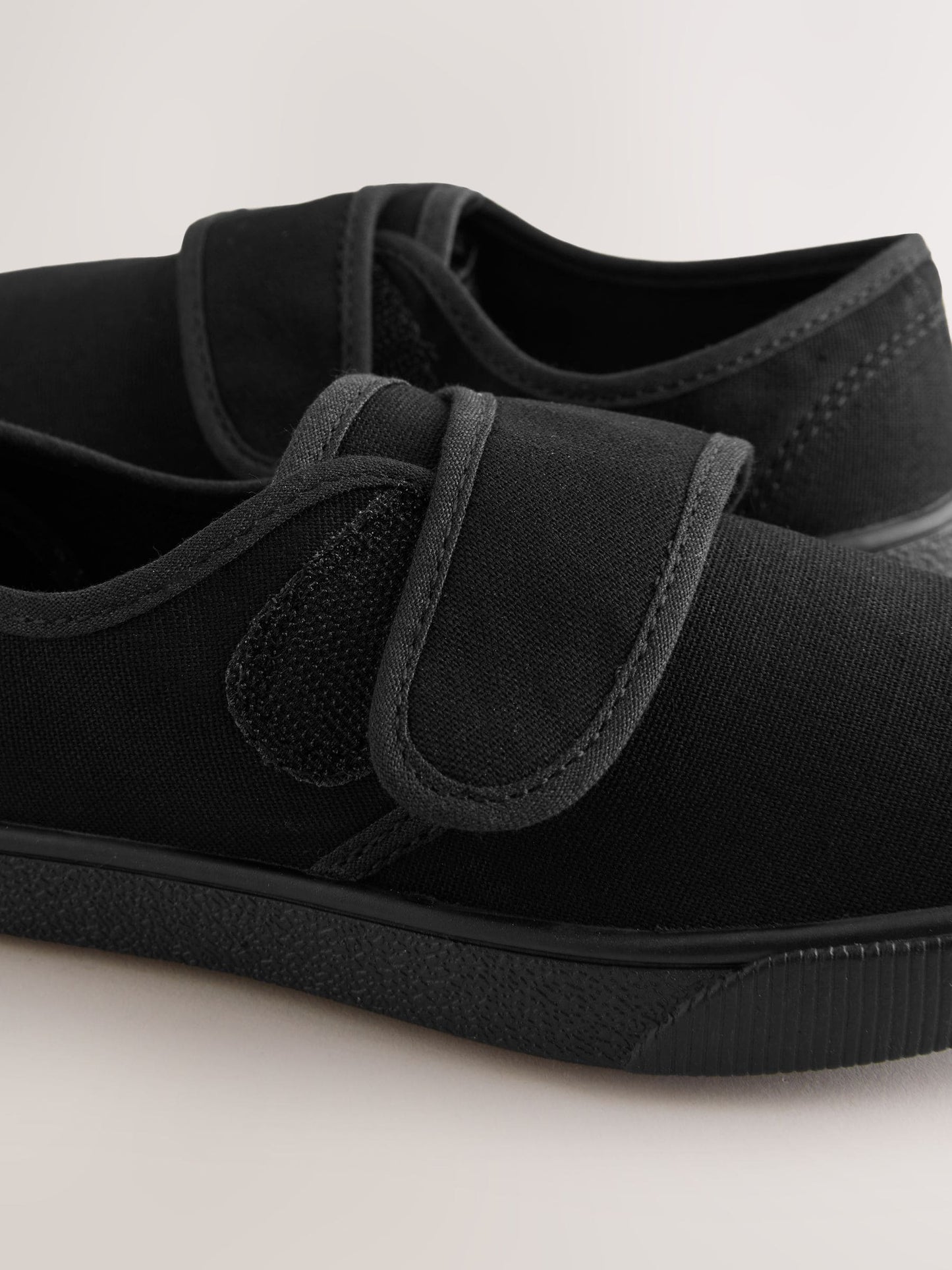 Black Wide Fit (G) Touch Fastening Plimsoll School Shoes image 4