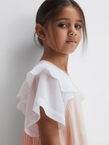 Dsiney Kidz - Reiss Pink Dina 9-14 yrs Pleated Metallic Dress image 1