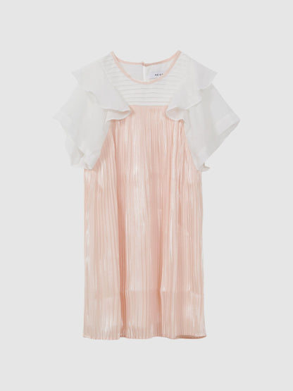 Dsiney Kidz - Reiss Pink Dina 9-14 yrs Pleated Metallic Dress image 2