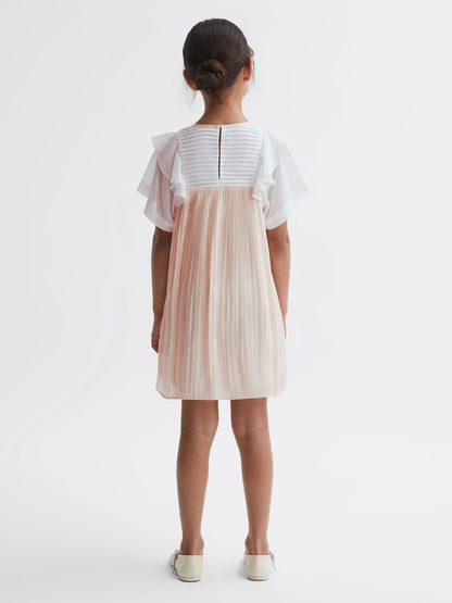 Dsiney Kidz - Reiss Pink Dina 9-14 yrs Pleated Metallic Dress image 4