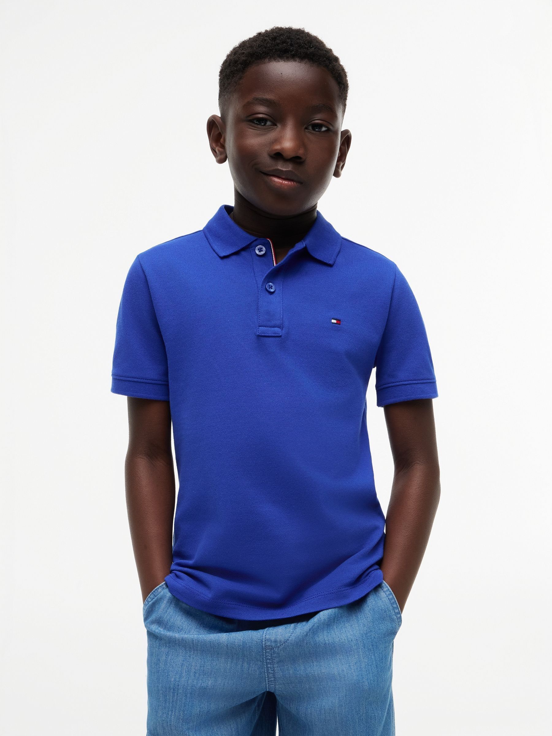 Dsiney Kidz - Tommy Hilfiger Blue Essential Regular Fit Signature Polo Shirt image 1