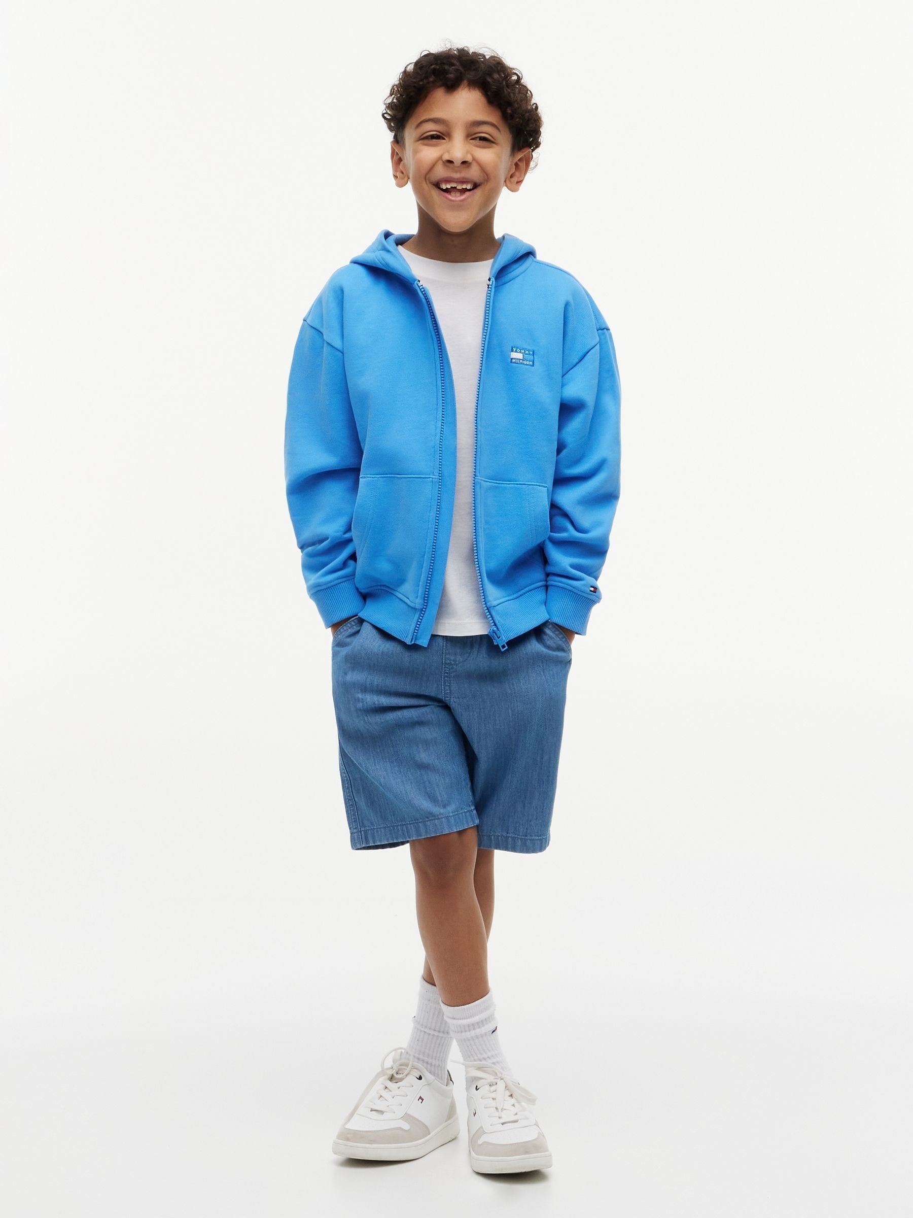 Dsiney Kidz - Tommy Hilfiger Blue Tonal Flag Logo Terry Zip-Thru Hoodie image 3
