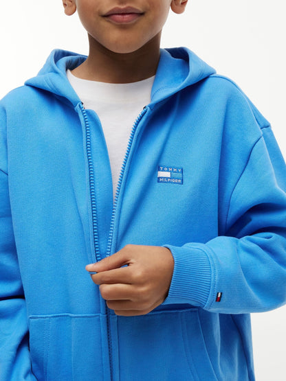 Dsiney Kidz - Tommy Hilfiger Blue Tonal Flag Logo Terry Zip-Thru Hoodie image 4