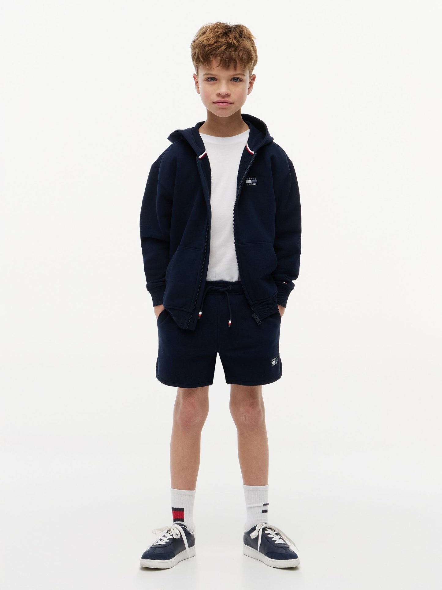 Dsiney Kidz - Tommy Hilfiger Navy Blue Tonal Flag Logo Terry Sweat Shorts image 3