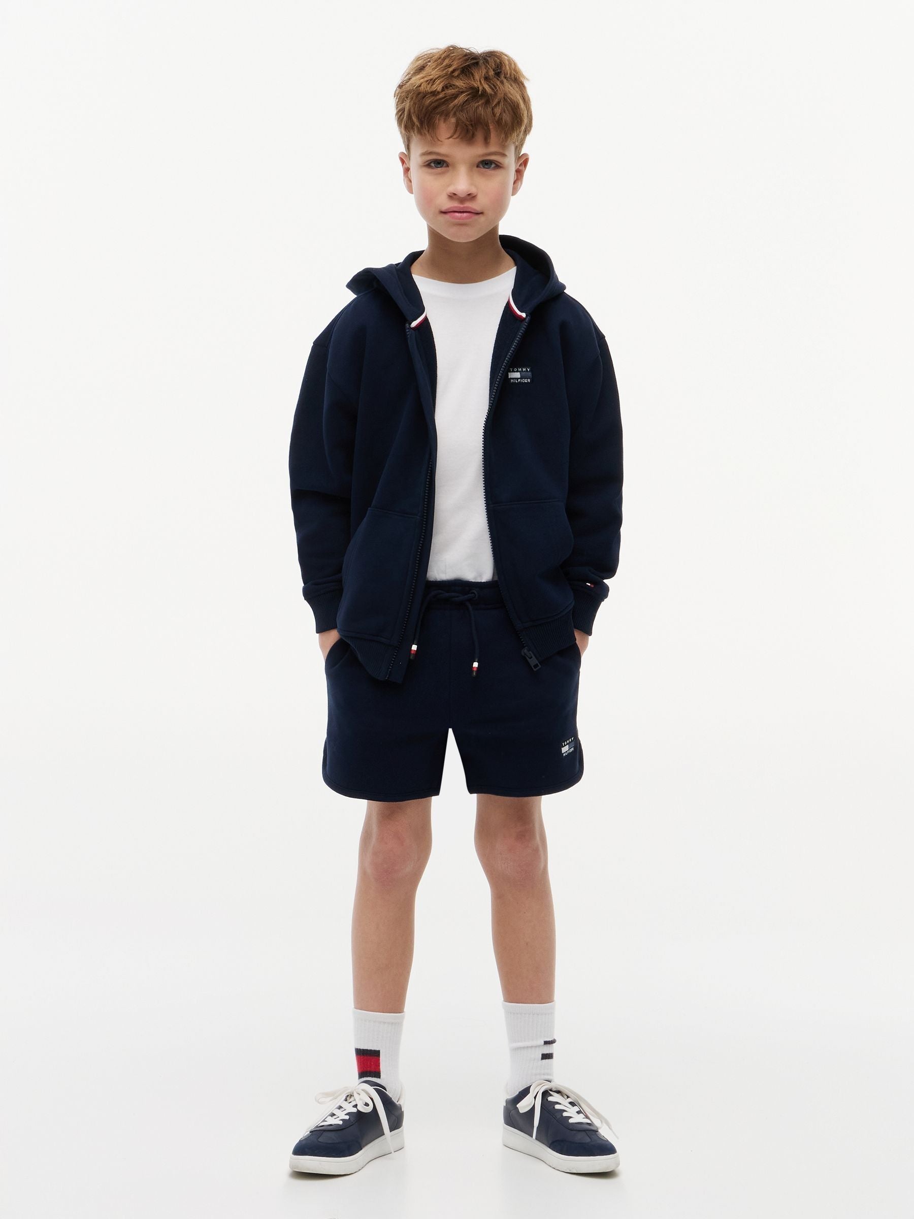Dsiney Kidz - Tommy Hilfiger Navy Blue Tonal Flag Logo Terry Sweat Shorts image 3