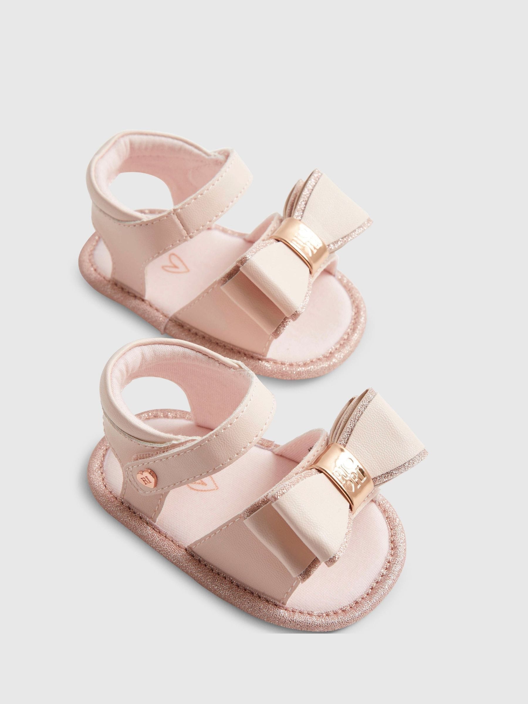 River Island Pink Sparkle Bow Sandals image 3