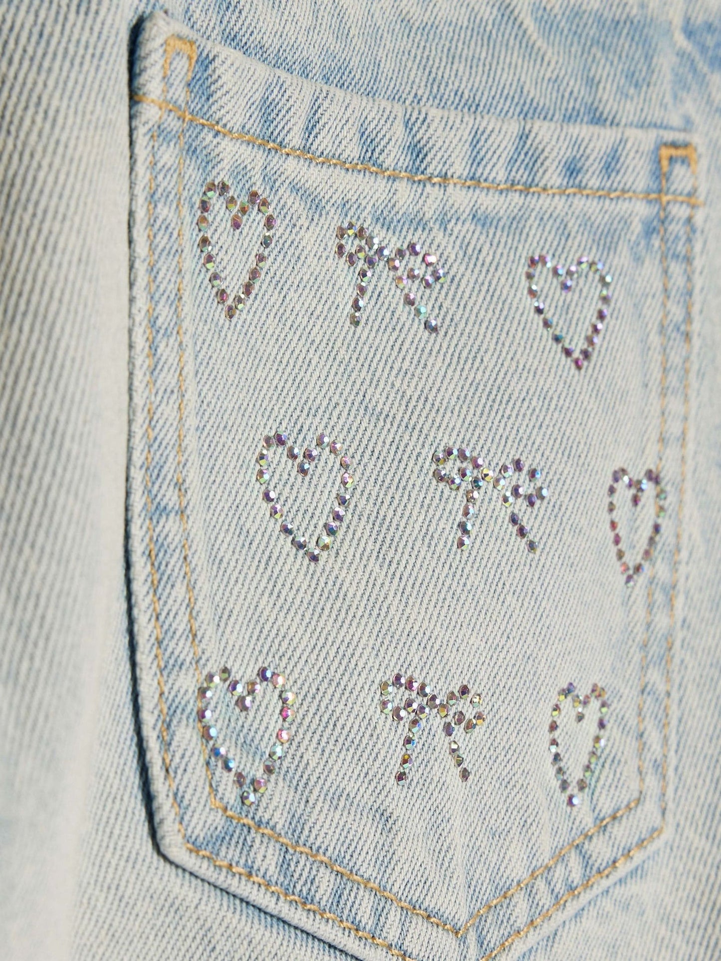Dsiney Kidz - River Island Blue Heart & Bow Hotfix Denim Shorts image 3