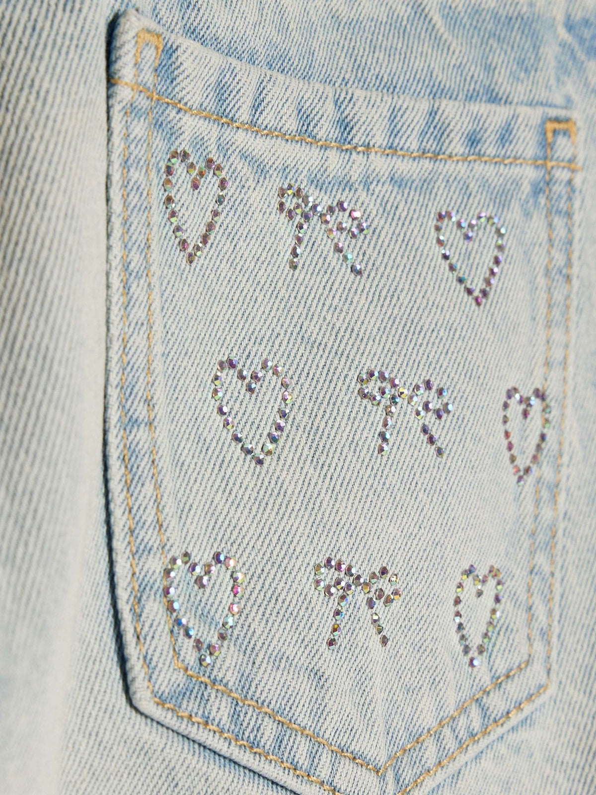 Dsiney Kidz - River Island Blue Heart & Bow Hotfix Denim Shorts image 3