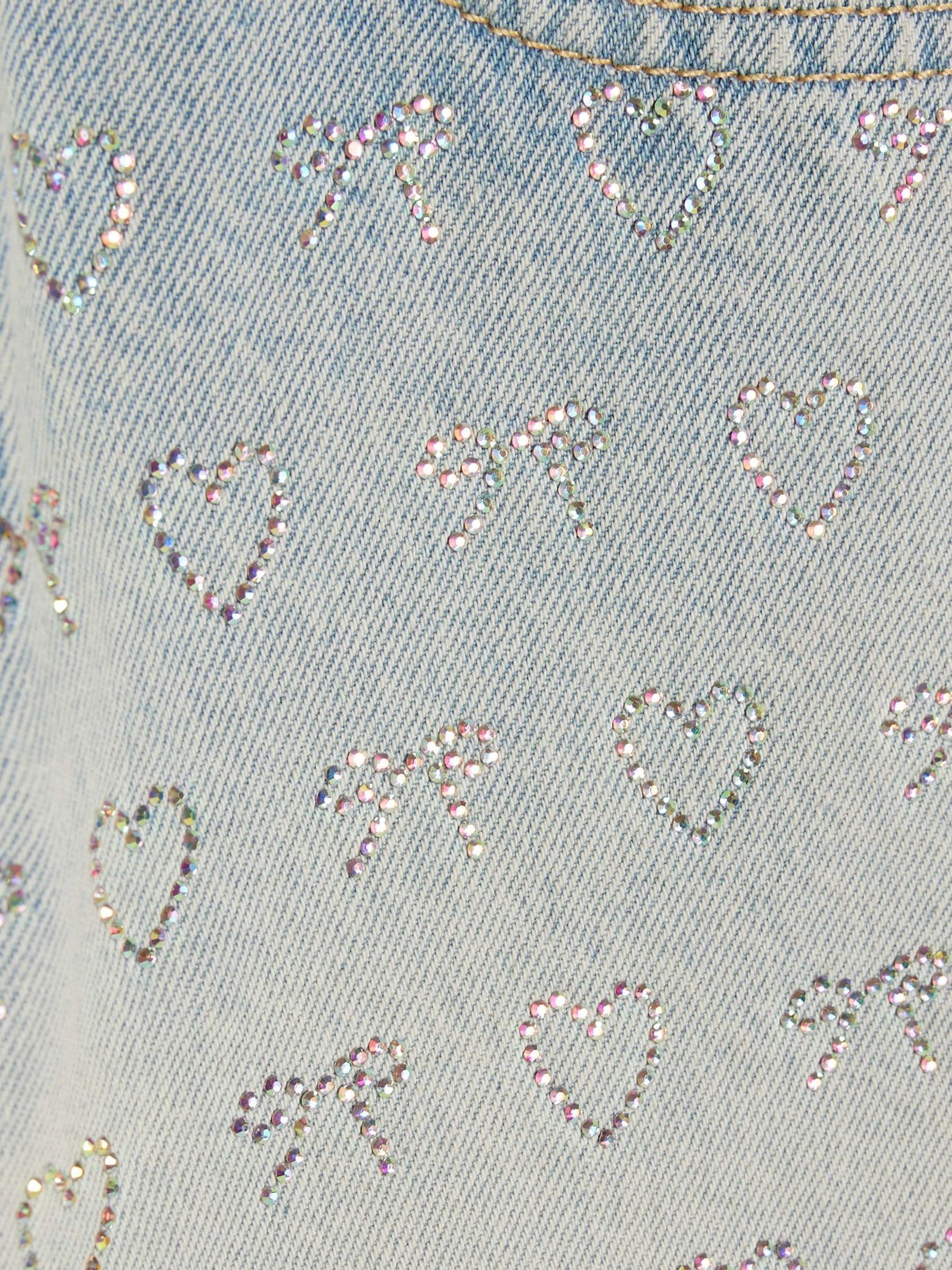 Dsiney Kidz - River Island Blue Heart & Bow Hotfix Denim Shorts image 4