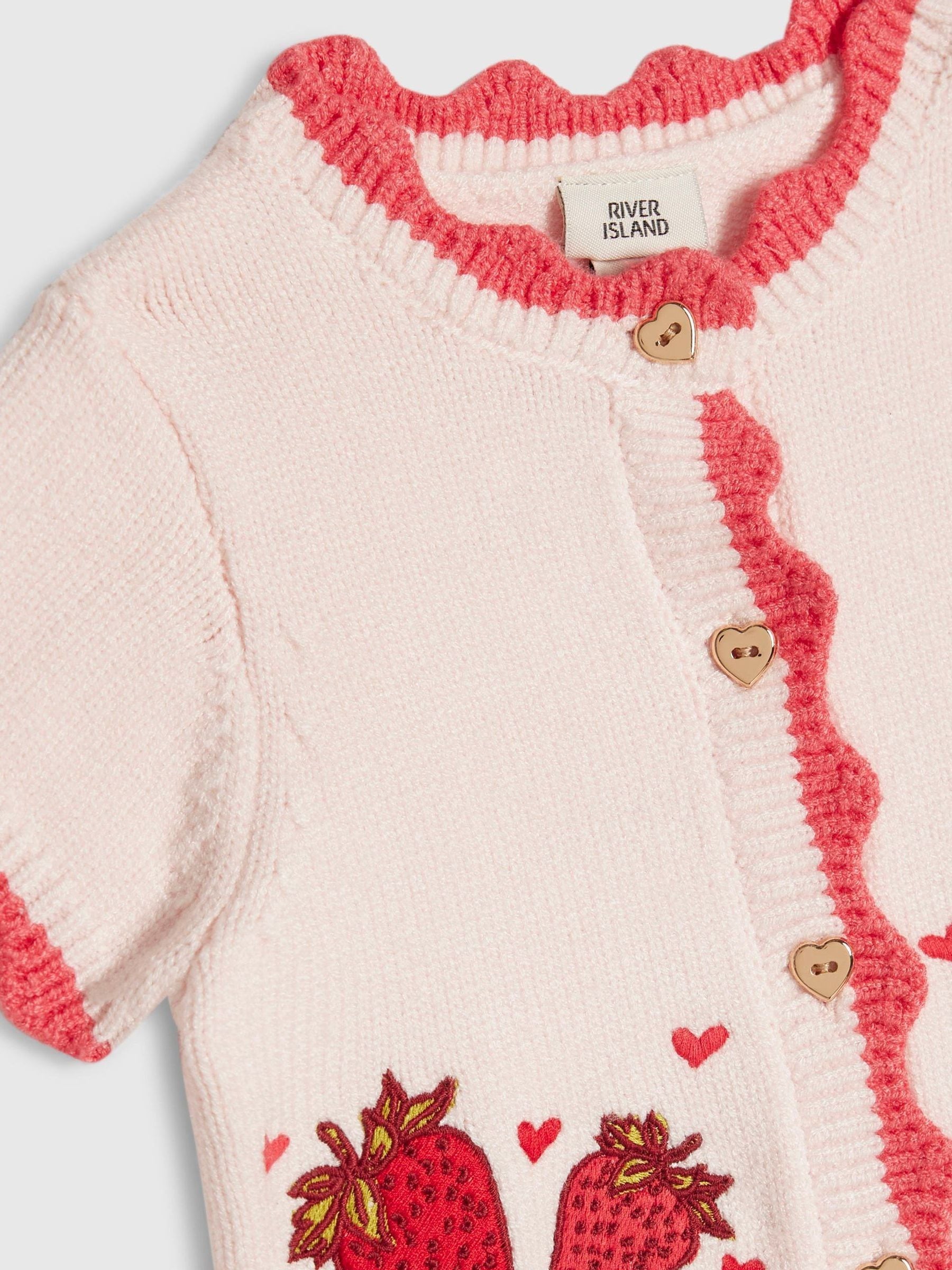 Dsiney Kidz - River Island Red Strawberry Cardigan & Bloomer Shorts Set image 4