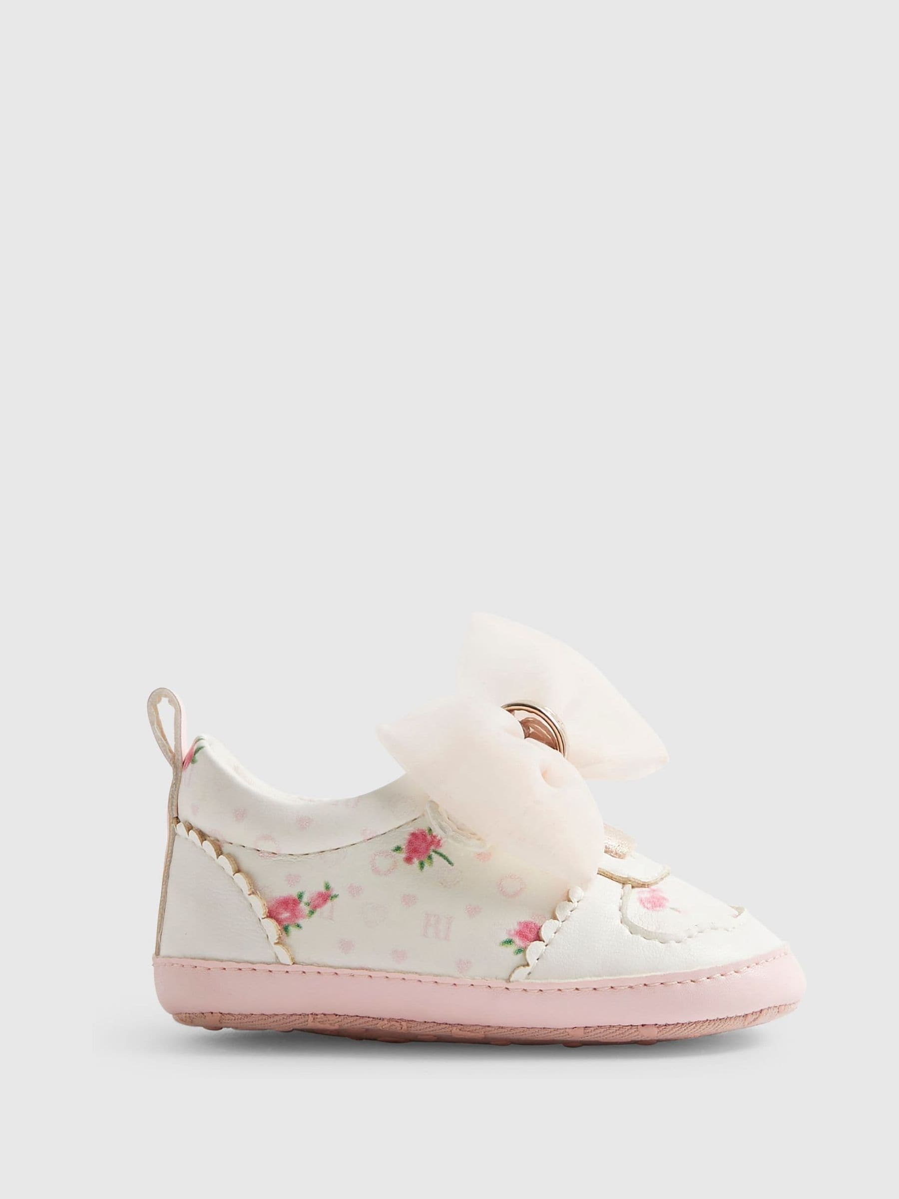 River Island White Floral Plimsoles image 1