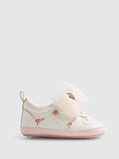 River Island White Floral Plimsoles image 1