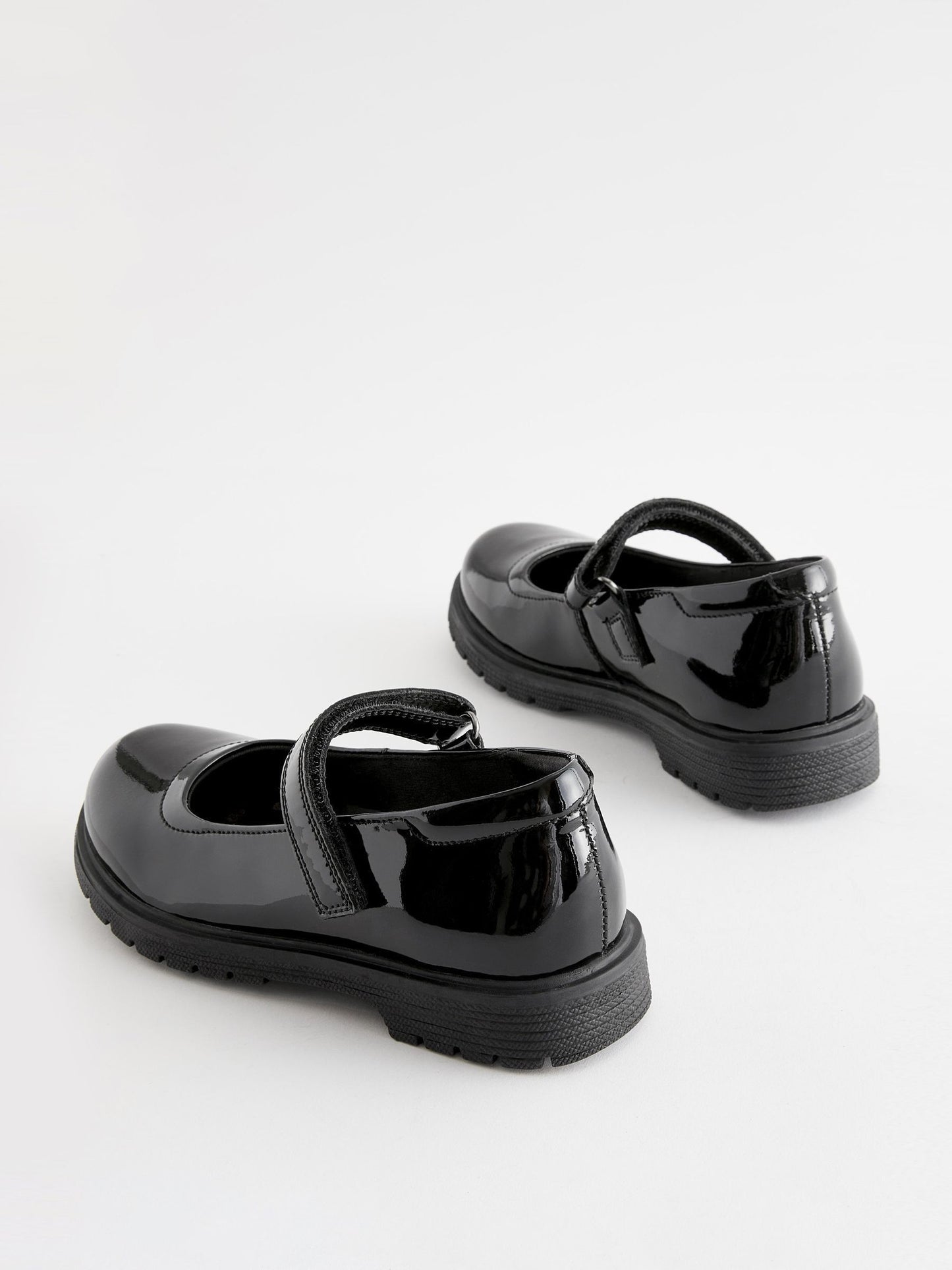 Black Patent Wide Fit (G) School Leather Chunky Mary Jane Shoes image 3
