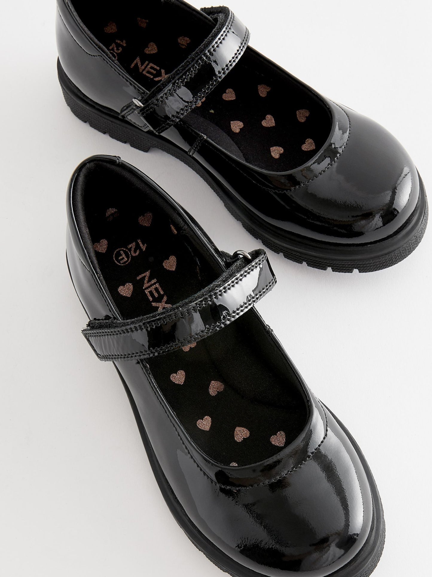 Black Patent Wide Fit (G) School Leather Chunky Mary Jane Shoes image 4