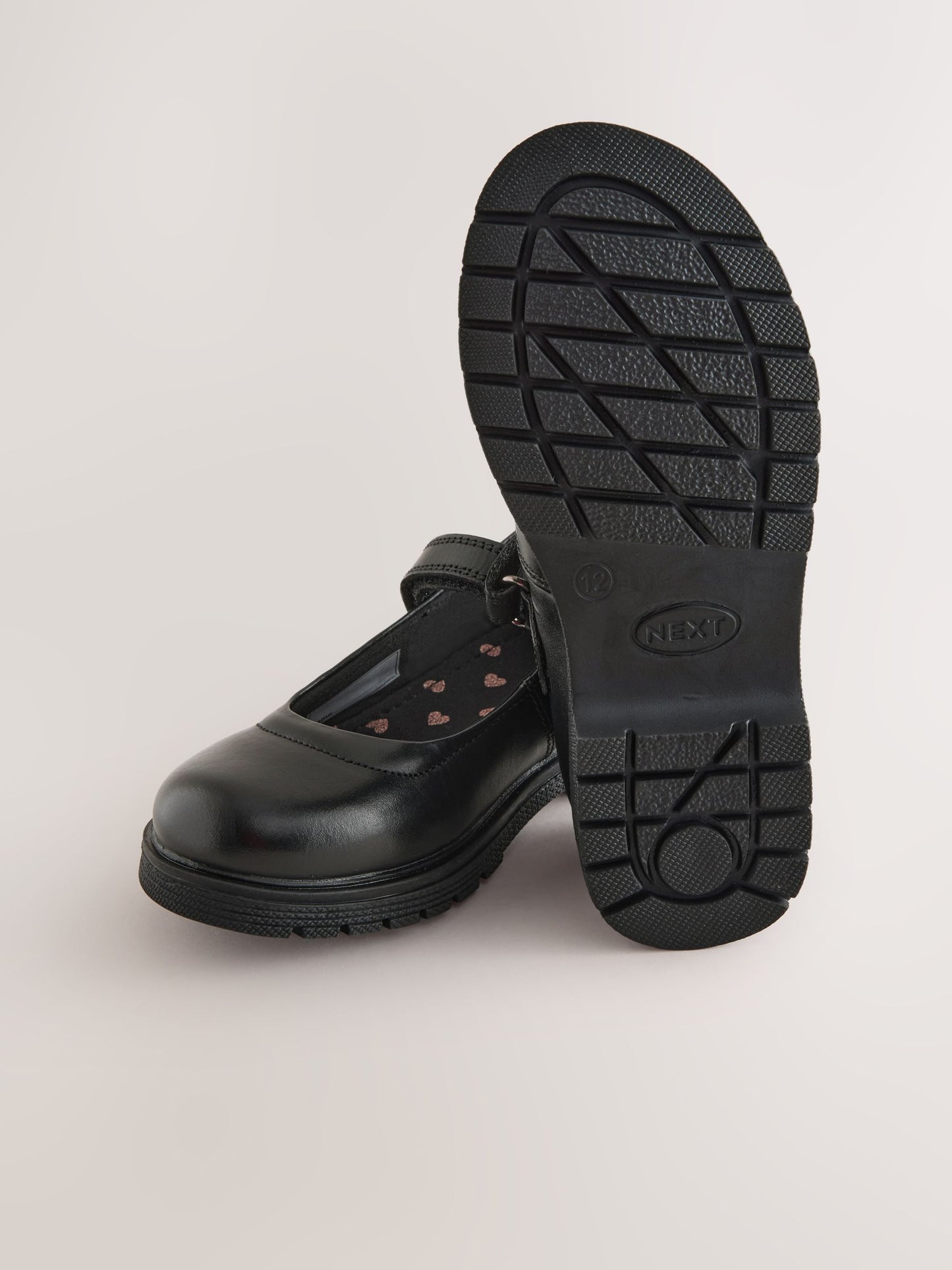 Matt Black Standard Fit (F) School Leather Chunky Mary Jane Shoes image 3
