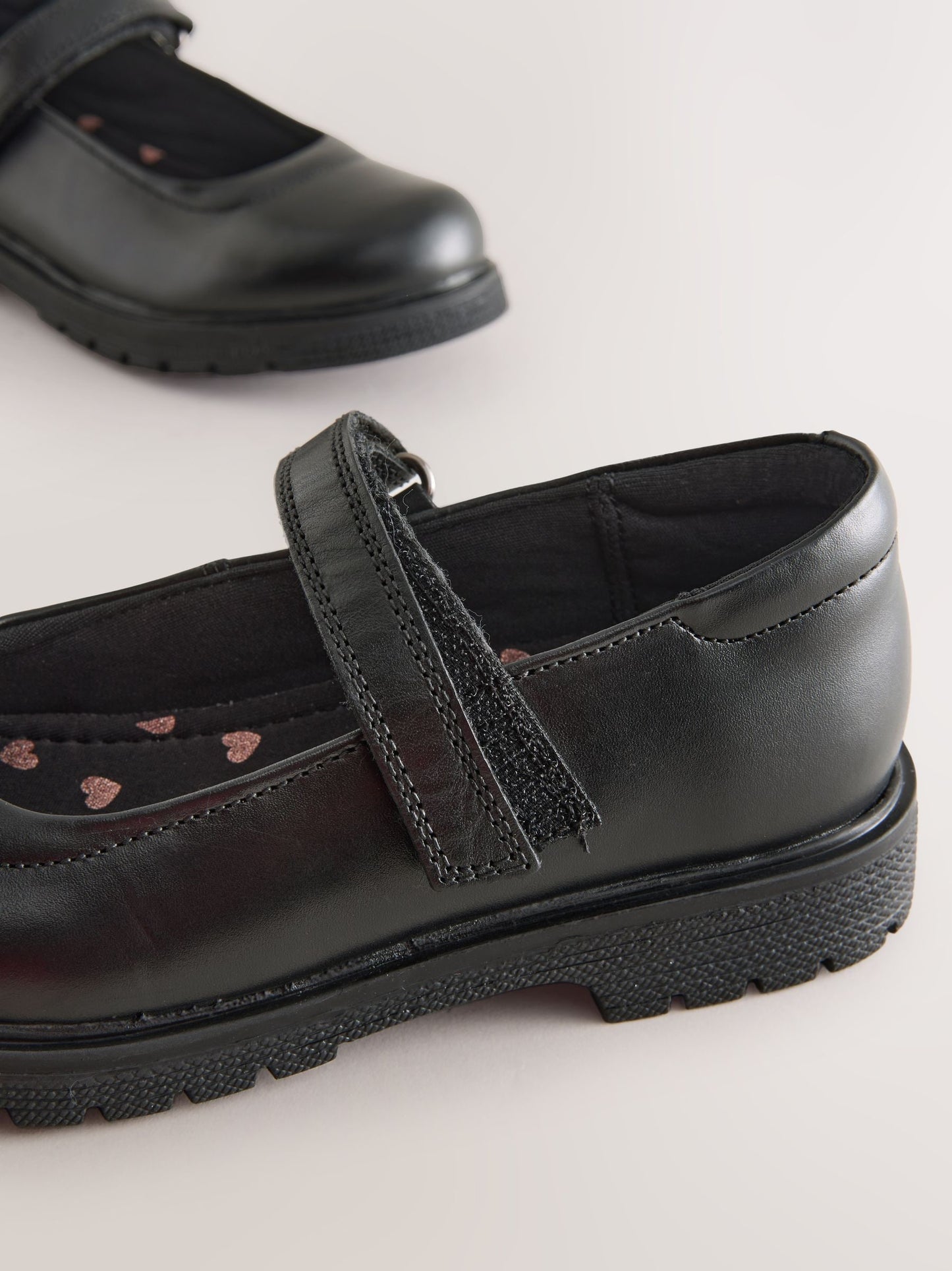 Matt Black Standard Fit (F) School Leather Chunky Mary Jane Shoes image 7